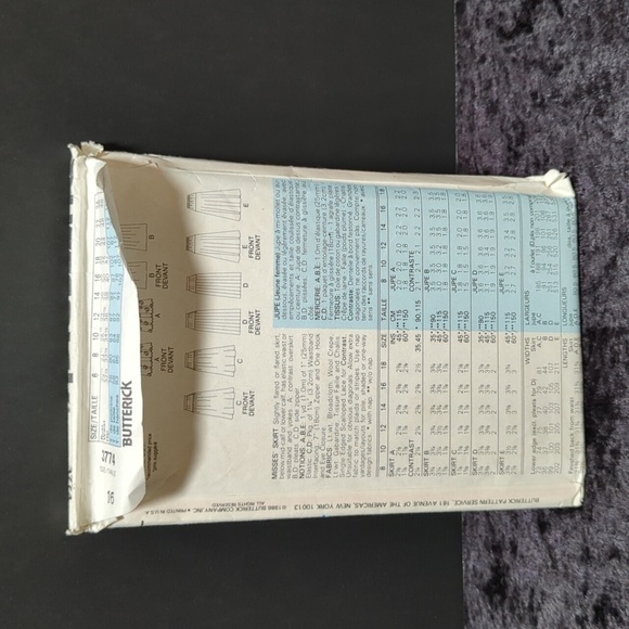 Butterick Classics 3774 Unused/Uncut Sewing Skirt Pattern Size 16 - Picture 2 of 4
